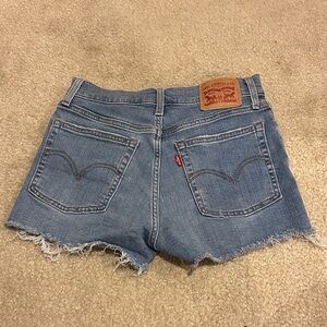 Levi's High Rise Women's Light Blue Frayed Denim Distressed Shorts W27